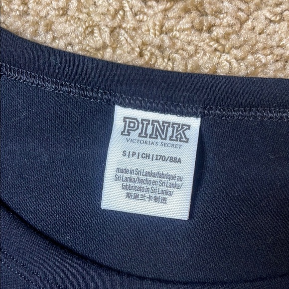 PINK Victoria's Secret Long Sleeve Tee Black and Green - Picture 2 of 5